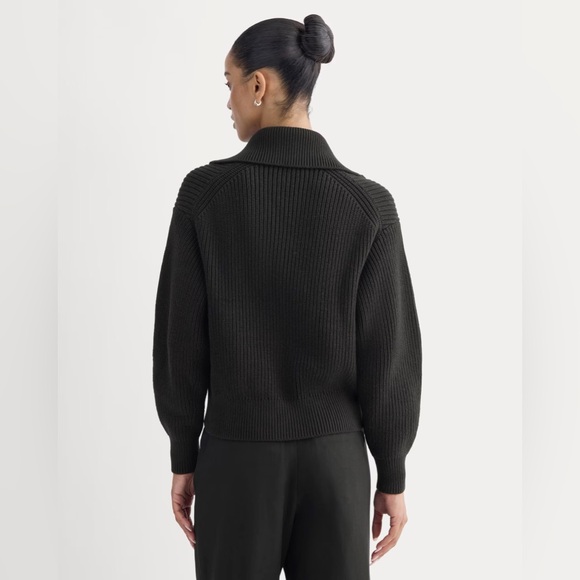 Everlane The Full Zip Sweater in Everyday Cotton in Black, Size Medium - Picture 4 of 10